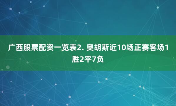 广西股票配资一览表　　2. 奥胡斯近10场正赛客场1胜2平7负